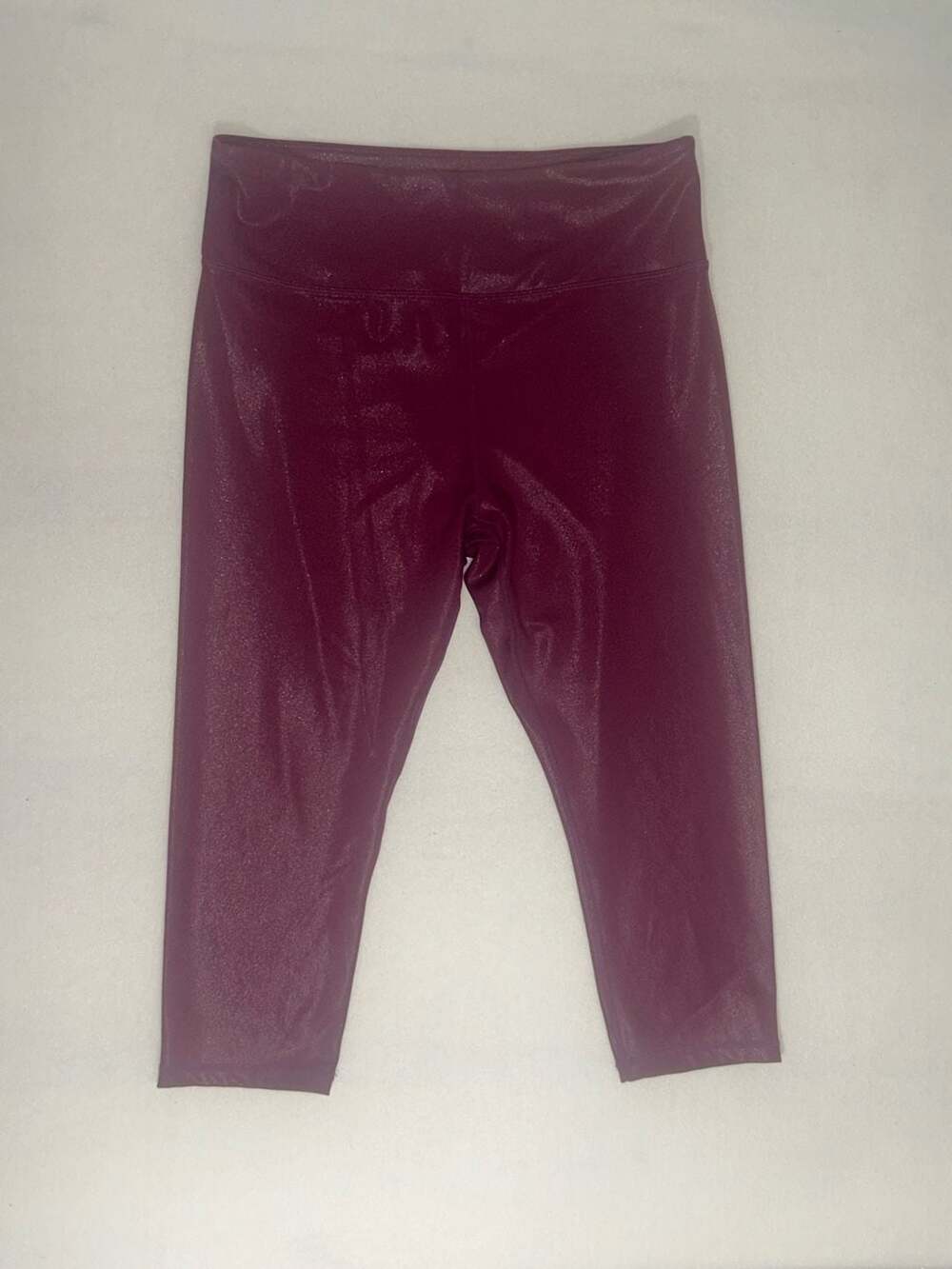 Zyia Active Dark Purple Metallic Shimmer High-Rise Crop Leggings Athletic